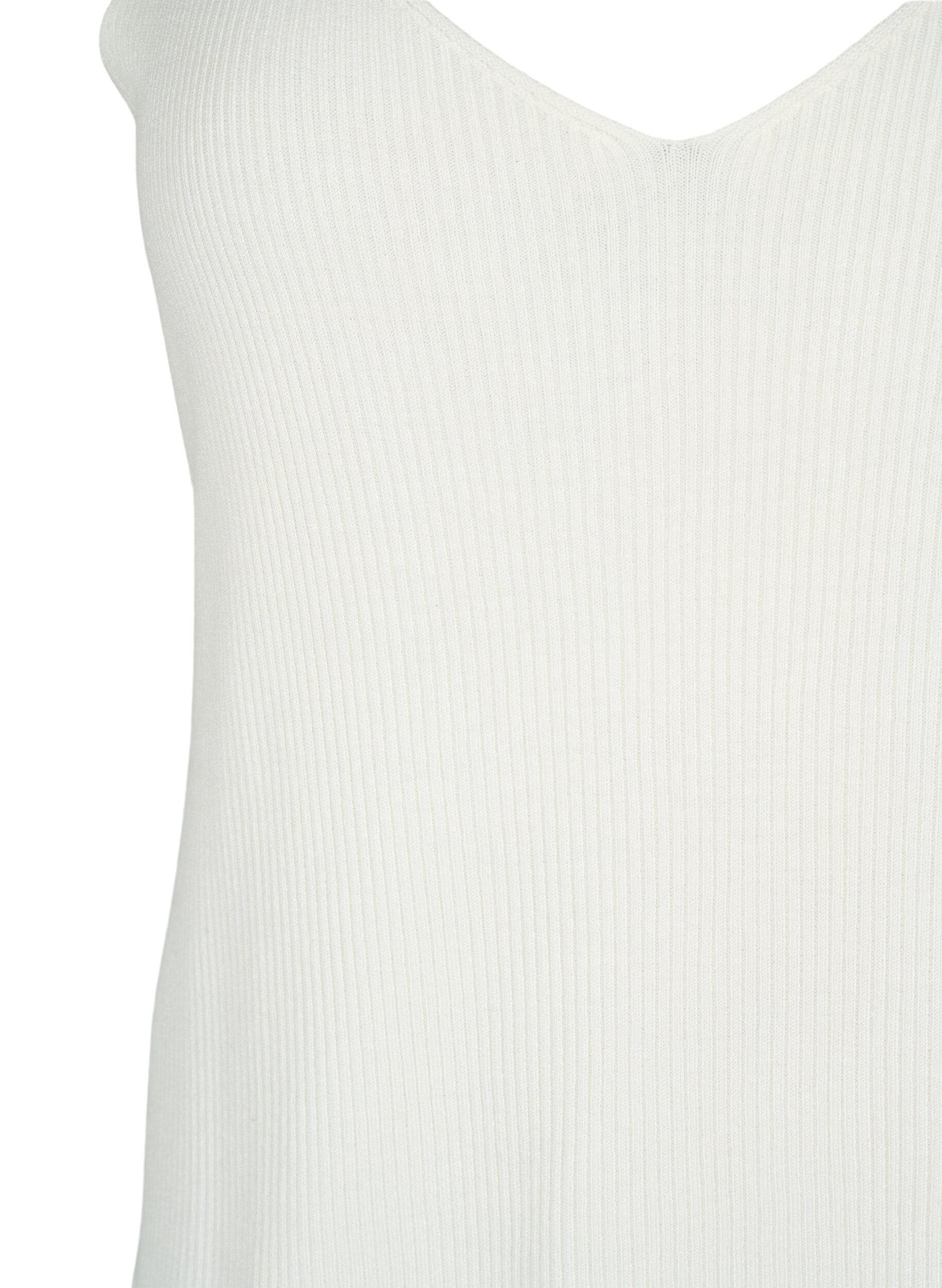 Zizzi Strikket top med v-udsk&aelig;ring, Cloud Dancer, Packshot image number 2