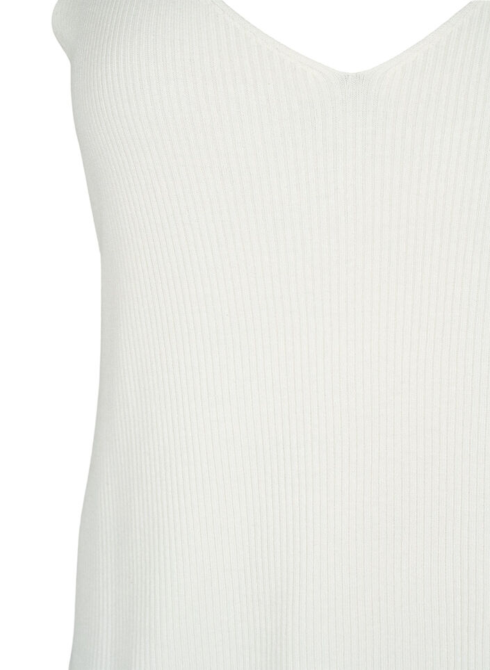 Strikket top med v-udskæring, Cloud Dancer, Packshot image number 2