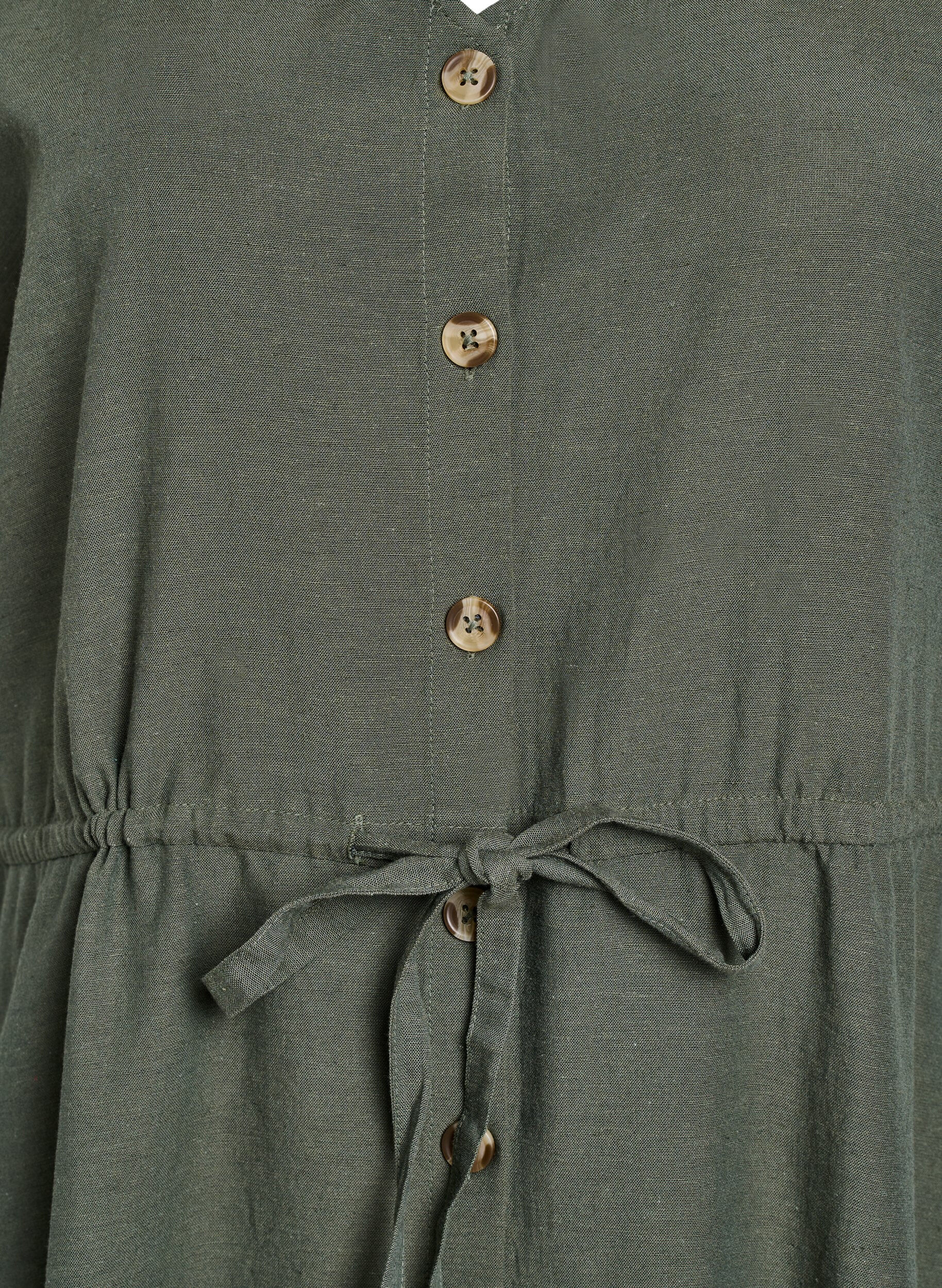 Zizzi Maxikjole med knapper og bindeb&aring;nd, Gr&oslash;n, Packshot image number 2