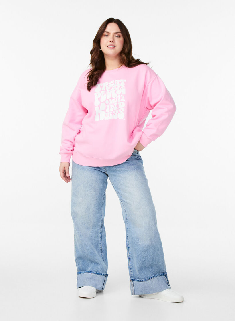 Sweatshirt med tekstprint, Bubblegum, Model image number 2