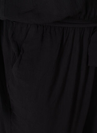 Viskose jumpsuit med bindebånd og v-hals, Black, Packshot image number 3
