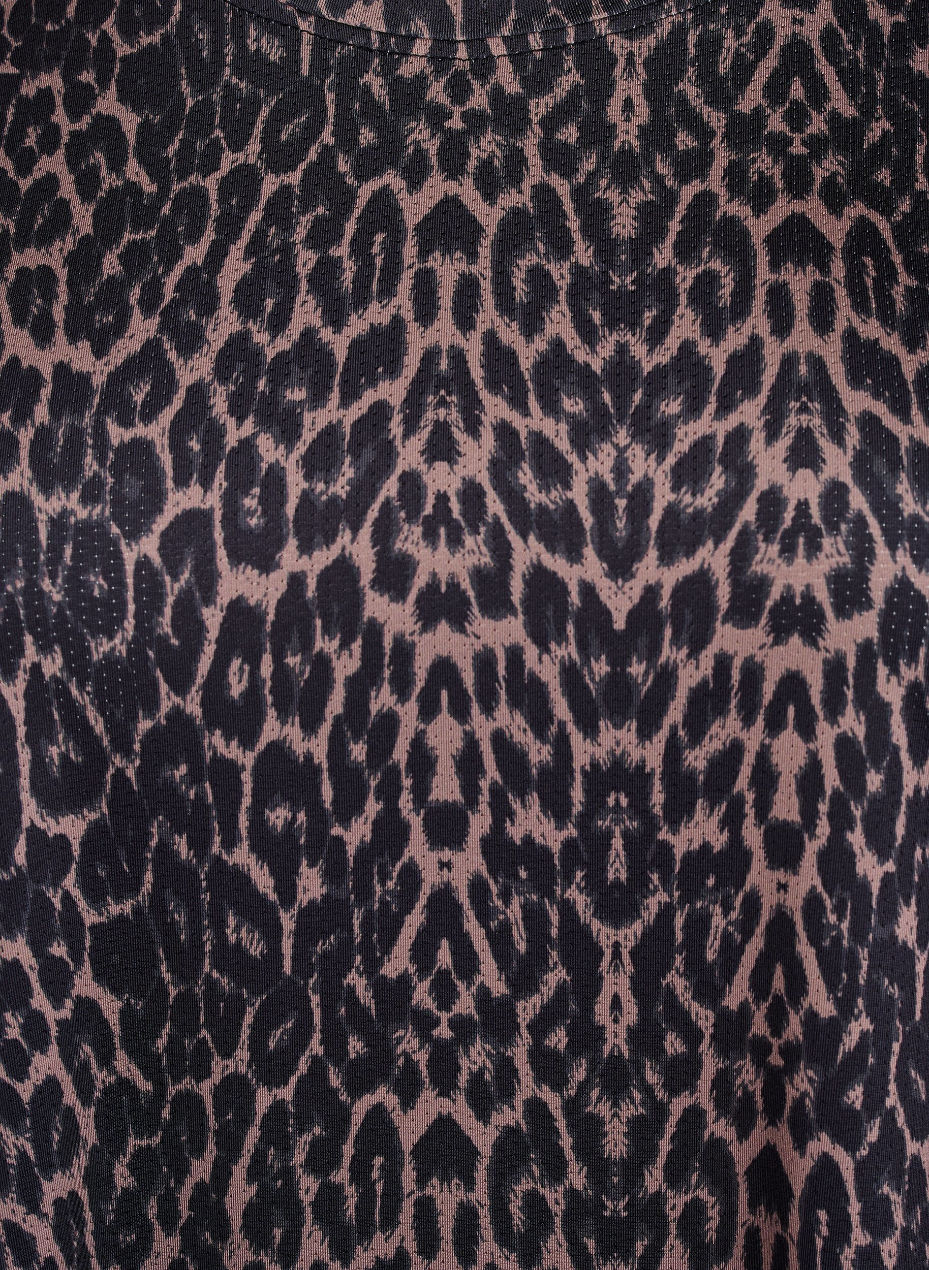 Zizzi Lang&aelig;rmet tr&aelig;ningsbluse med leopardprint, Brun, Packshot image number 2