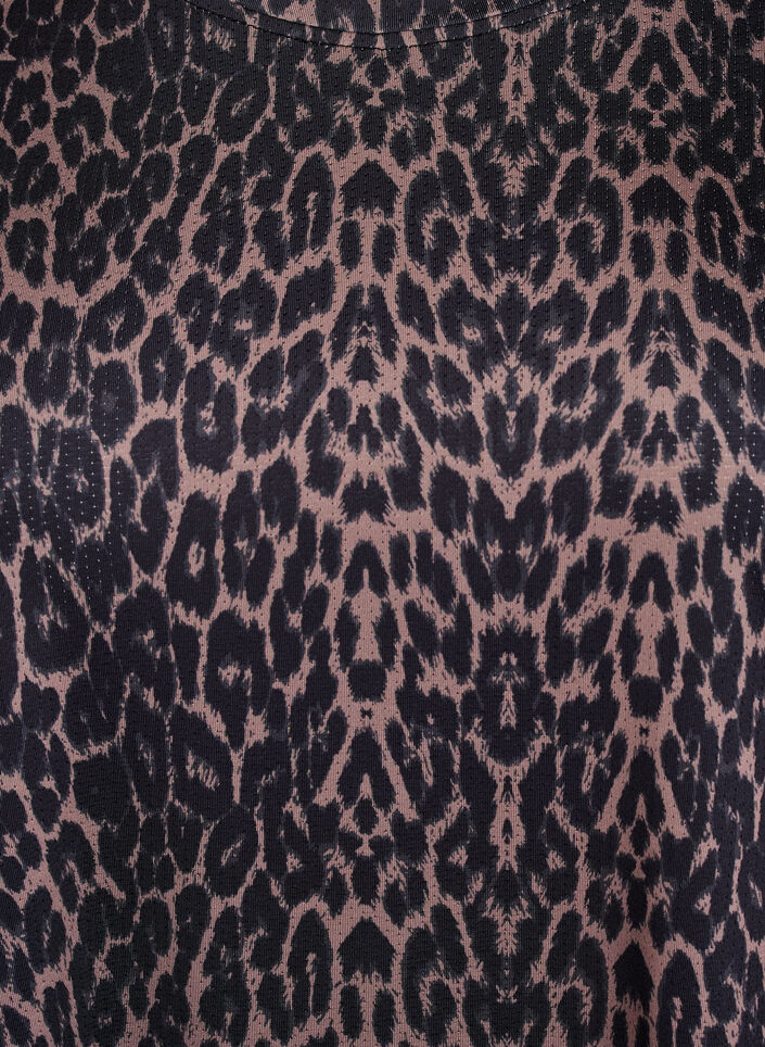 Langærmet træningsbluse med leopardprint, Brun, Packshot image number 2