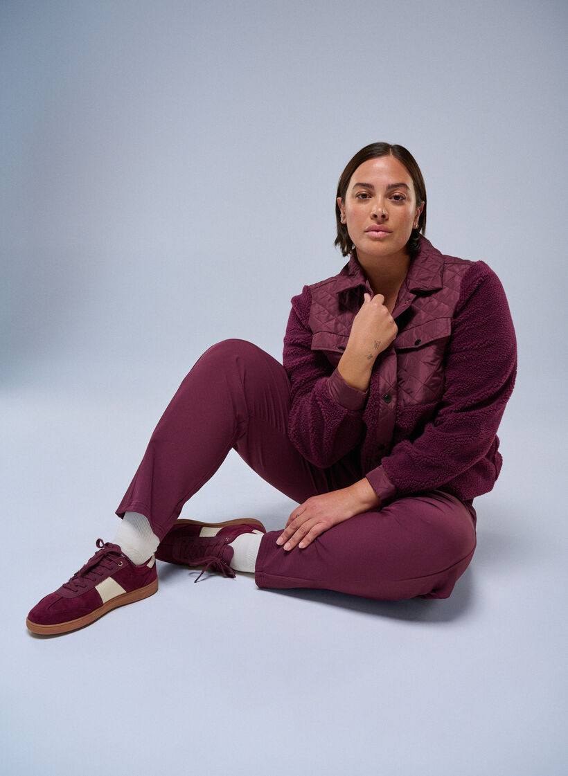 Fleecejakke med quiltede detaljer, Rød, Image image number 0