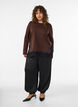 Jerseybluse med blondekant, Brun, Model image number 1