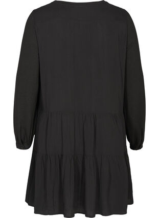 Langærmet kjole med a-form, Black, Packshot image number 1