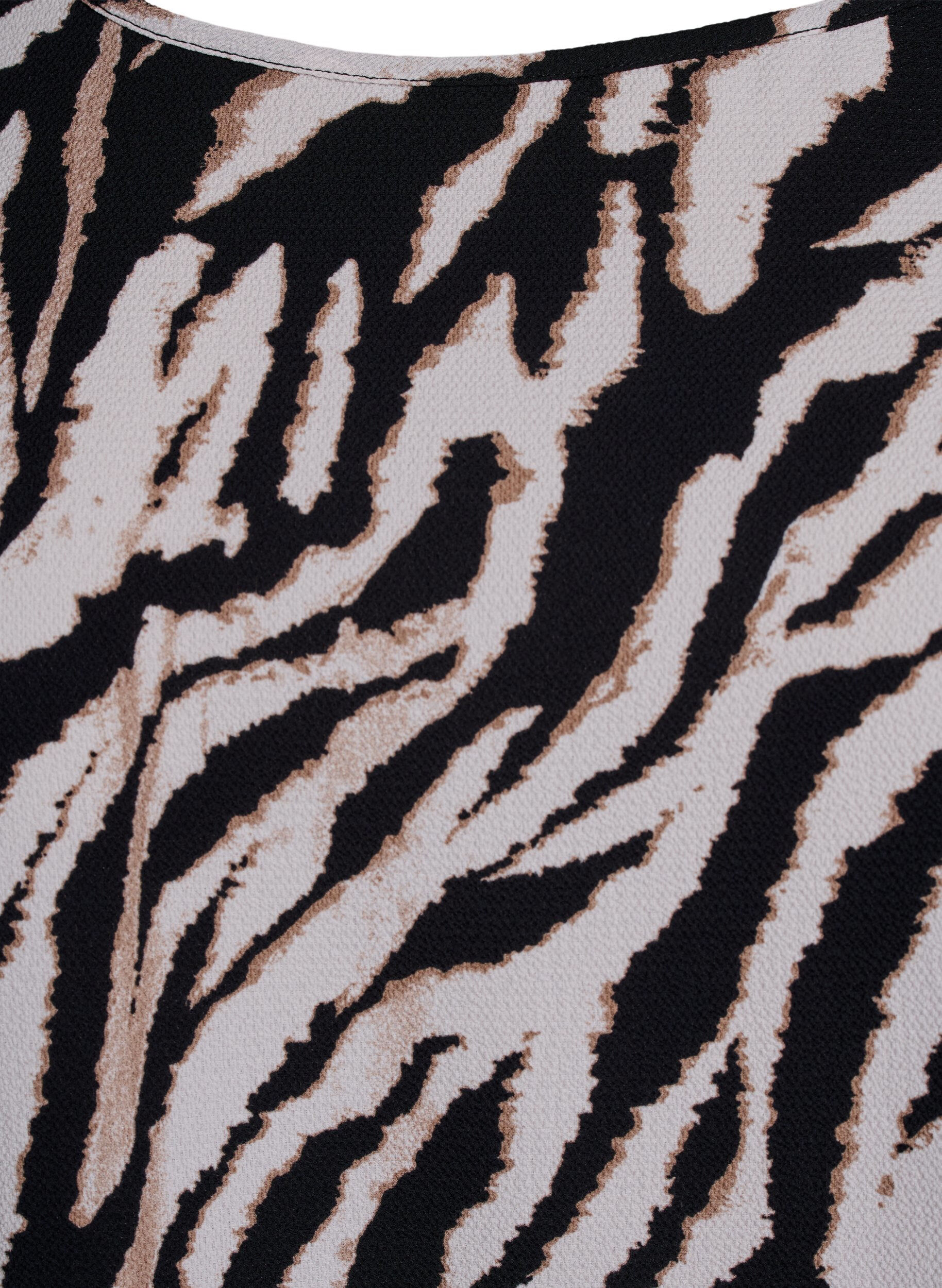 Zizzi Kjole med print og korte &aelig;rmer, Sort, Packshot image number 2