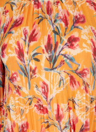 Blomstret bluse i plissé , Cadmium Yellow AOP, Packshot image number 2