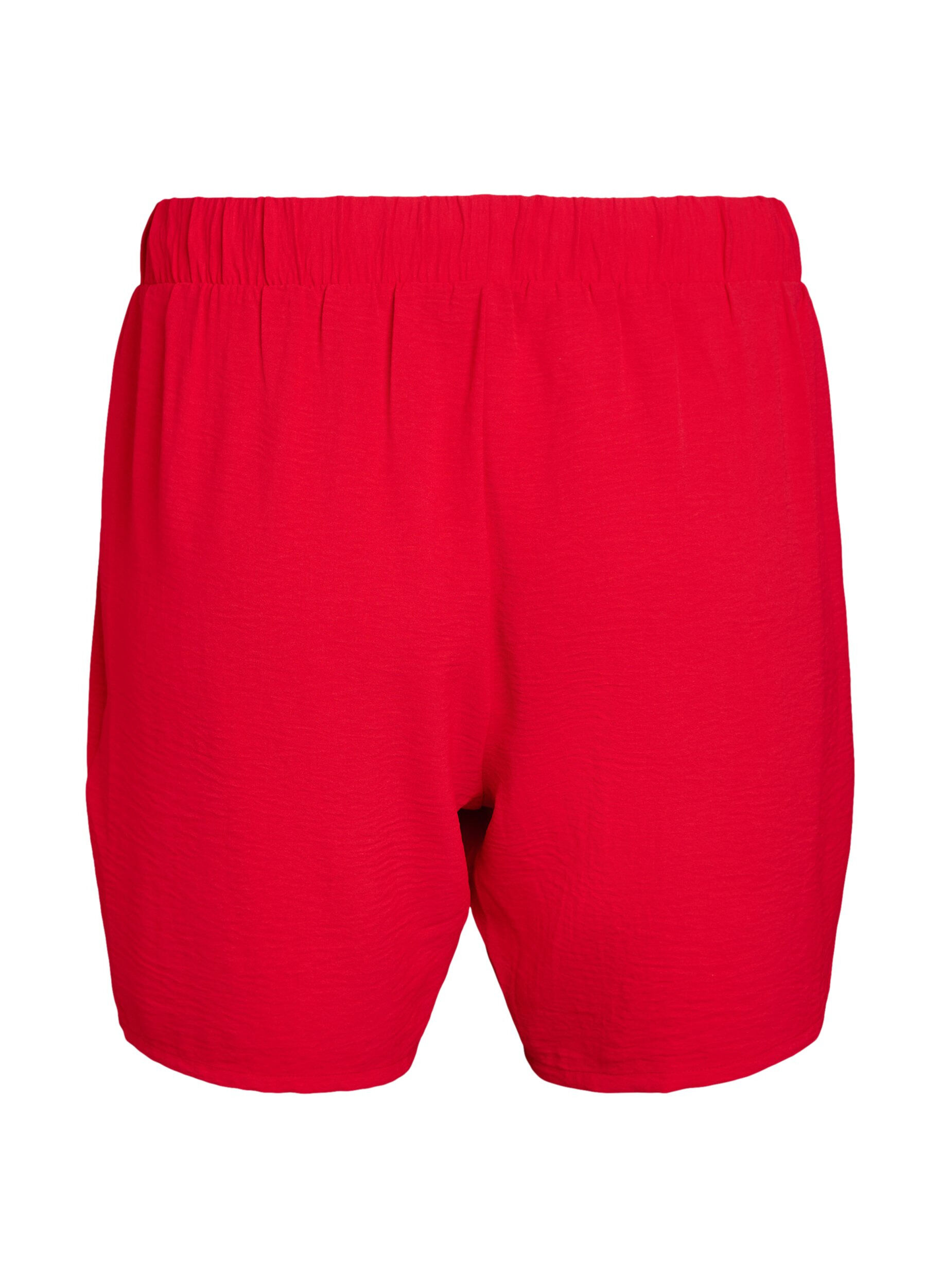 Zizzi Shorts med lommer og elastik i taljen, R&oslash;d, Packshot image number 1