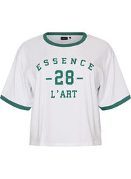 T-shirt i bomuld med tekstmotiv og boxy fit, Hvid