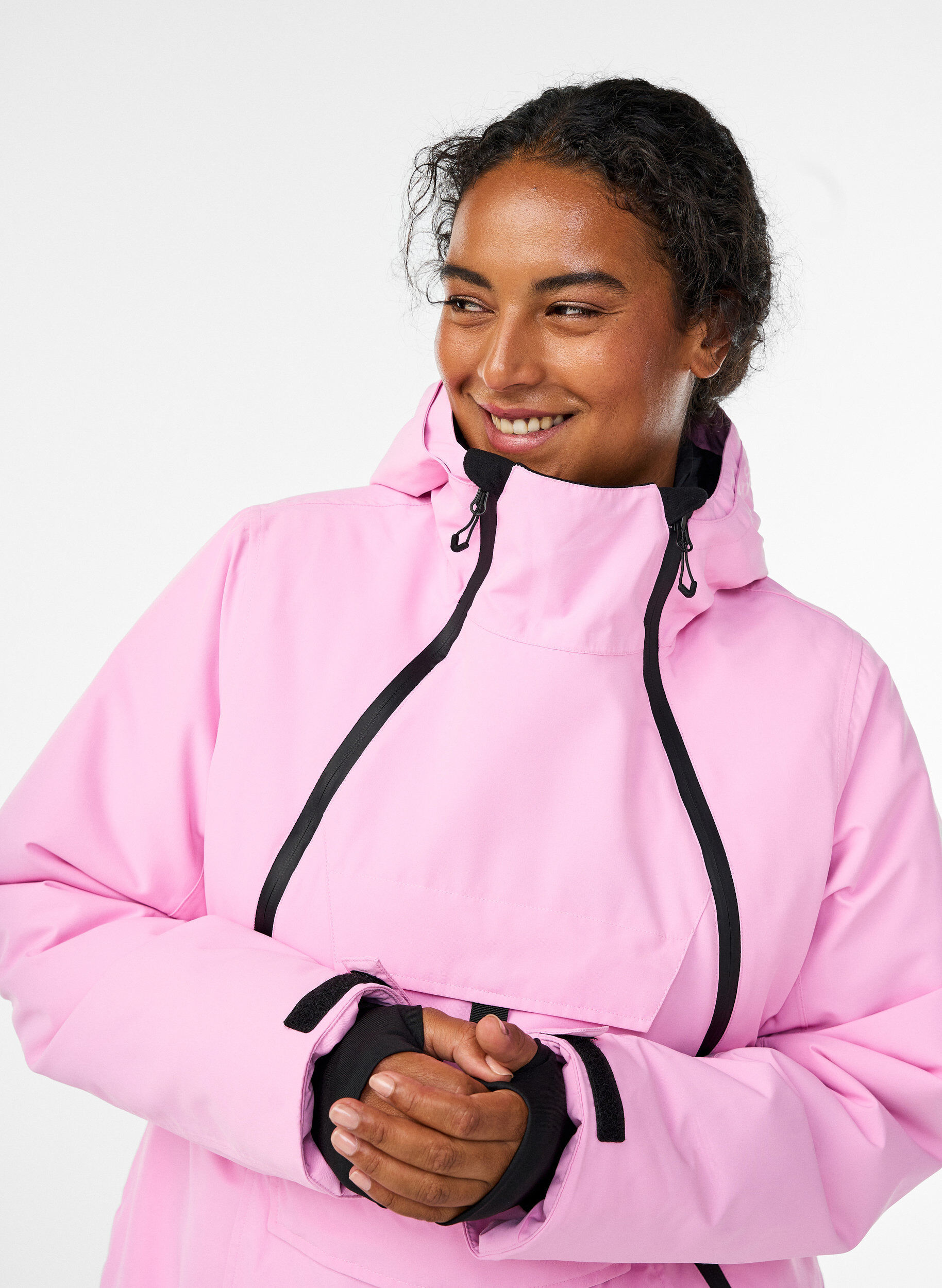 Zizzi Funktionel ski anorak med h&aelig;tte, Lyser&oslash;d, Model image number 3