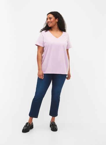 Kortærmet t-shirt med v-udskæring, Lavender Frost, Model image number 2