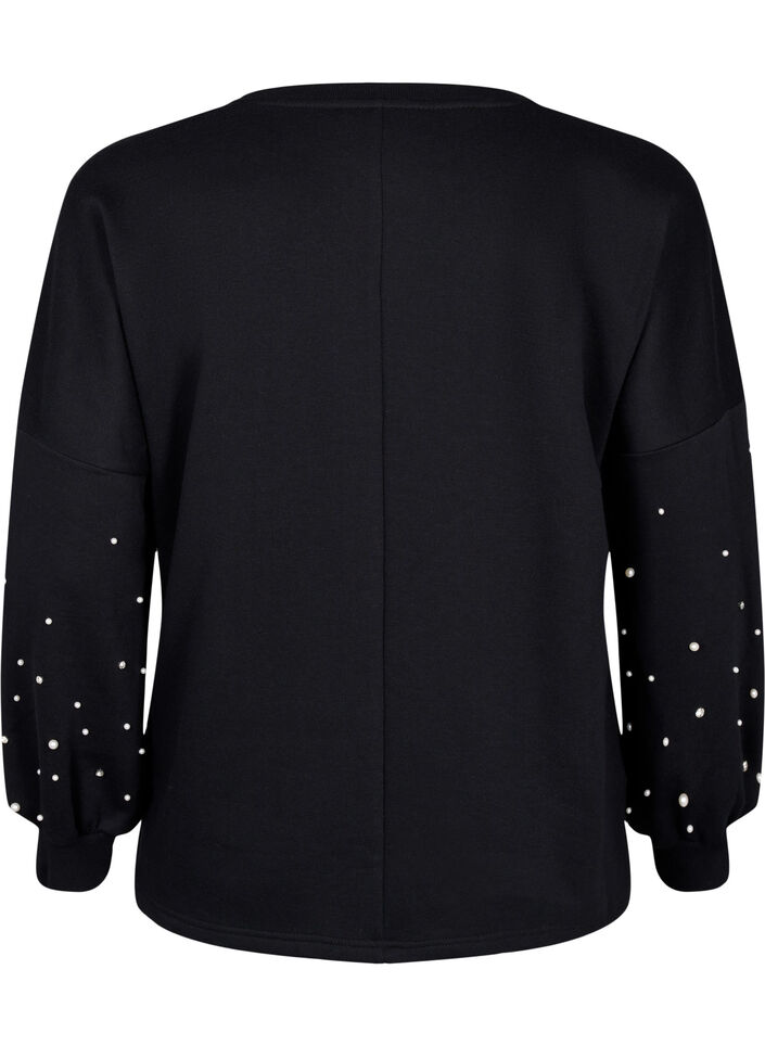 Sweatshirt med perler, Black, Packshot image number 1