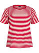 Stribet t-shirt med ribstruktur, R&oslash;d, Packshot image number 0