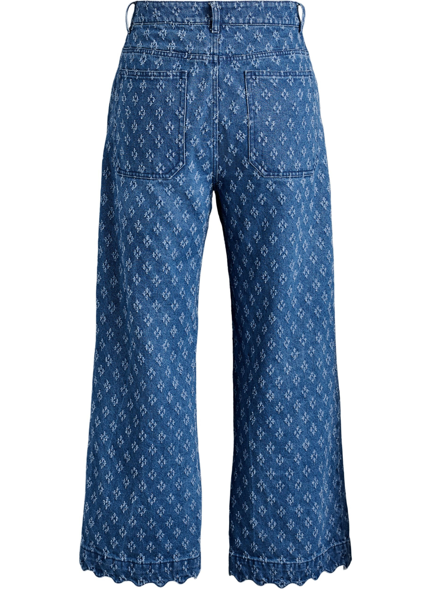 ZizziMyra jeans med wide fit og distressed m&oslash;nster, Bl&aring;, Packshot image number 1