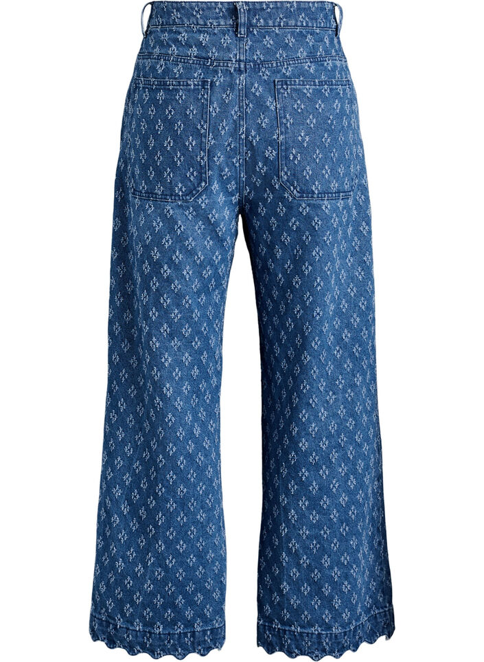 Myra jeans med wide fit og distressed m&oslash;nster, Bl&aring;, Packshot image number 1