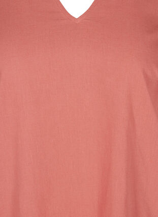 Kortærmet kjole i bomuldsmix med hør, Canyon Rose, Packshot image number 2