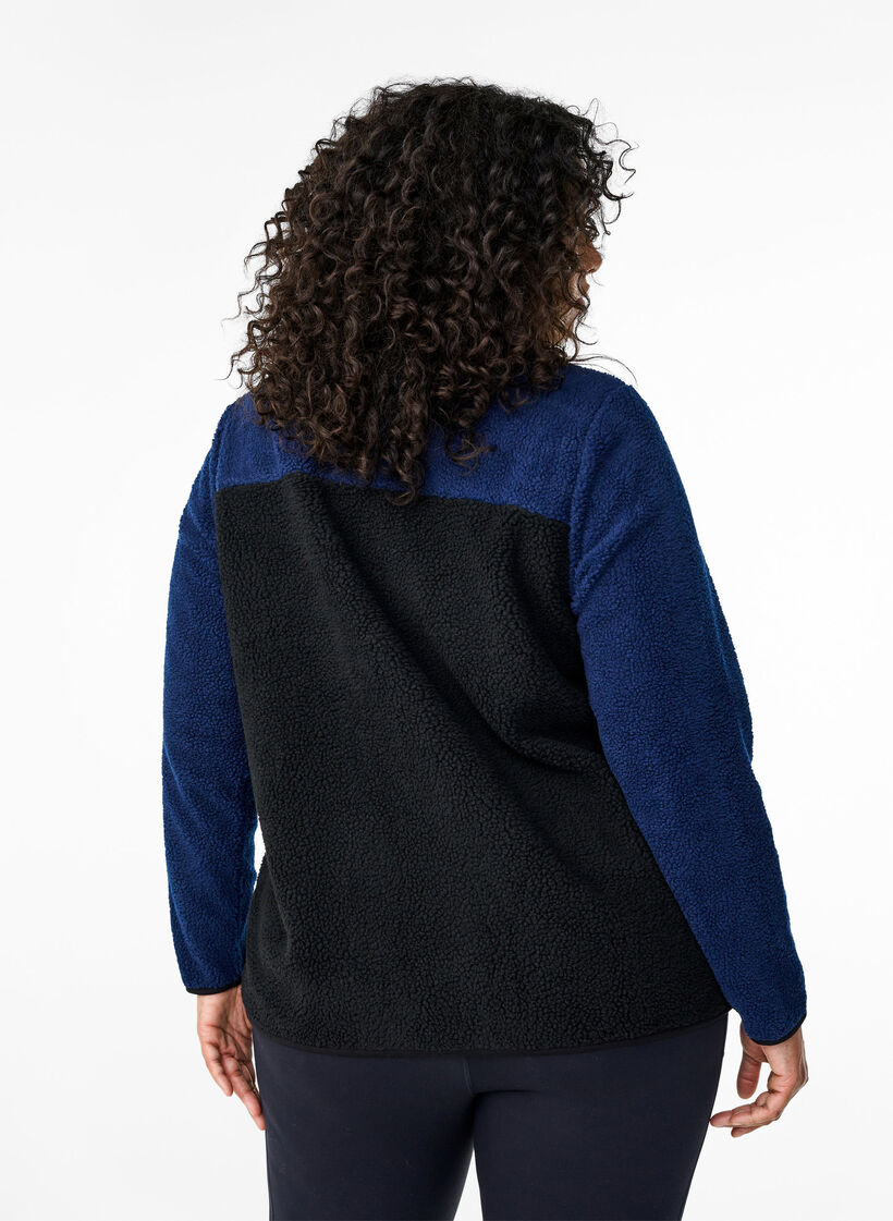 Teddy jakke med colorblock, Night Sky comb., Model image number 1