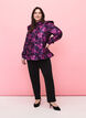 Blomstret jacquardbluse med flæsedetaljer, Dark Blue Pink, Model image number 2