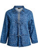 Denimjakke med bindelukning og lommer, Blue Denim Destroy, Packshot image number 0