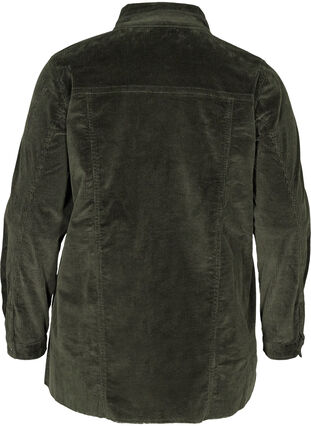 Fløjls skjortejakke med lommer, Green, Packshot image number 1