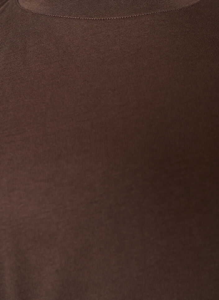 T-shirt med draperet detalje, Brun, Packshot image number 2
