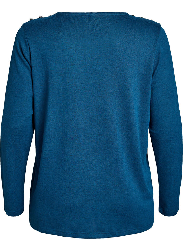 Bluse med pynteknapper , Blå, Packshot image number 1