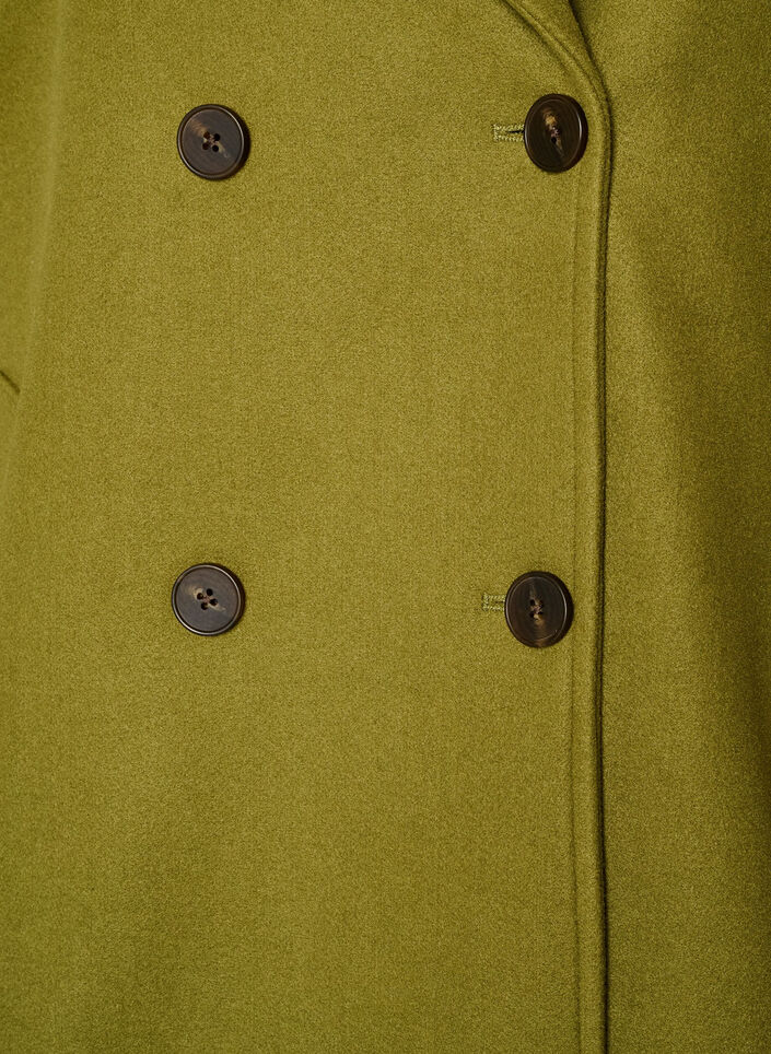 Kort frakke med dobbeltradet knaplukning, Gr&oslash;n, Packshot image number 2