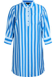 Kort kjole med krave og brystlomme, Bl&aring;