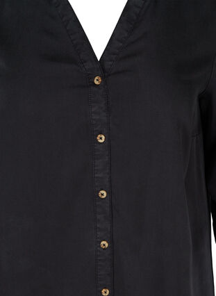 Skjortekjole med 3/4 ærmer, Black, Packshot image number 2