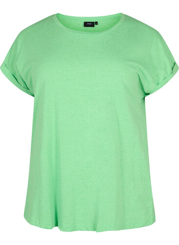 Neonfarvet t-shirt i bomuld, Neon Green, Packshot image number 0