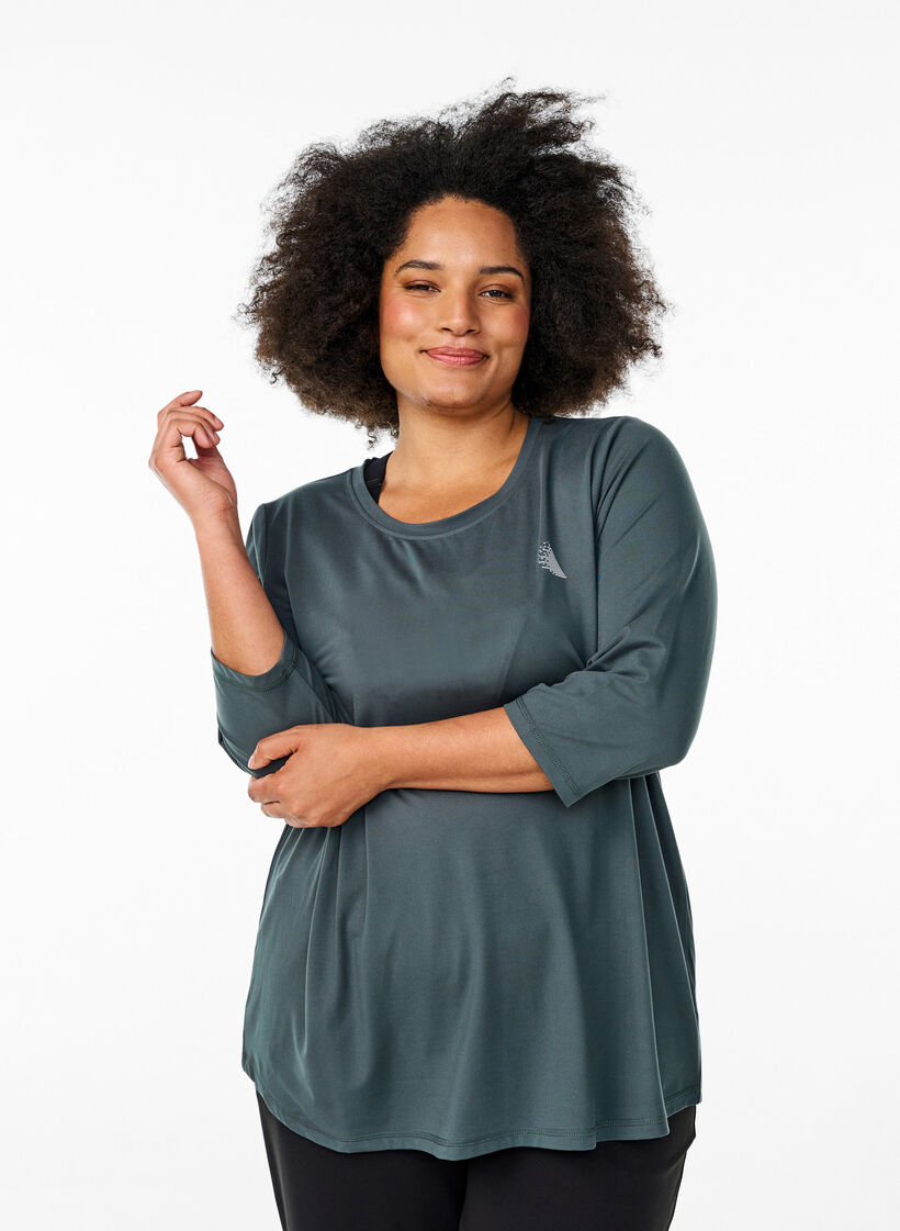 Træningsbluse med 3/4 ærmer, Grå, Model image number 0