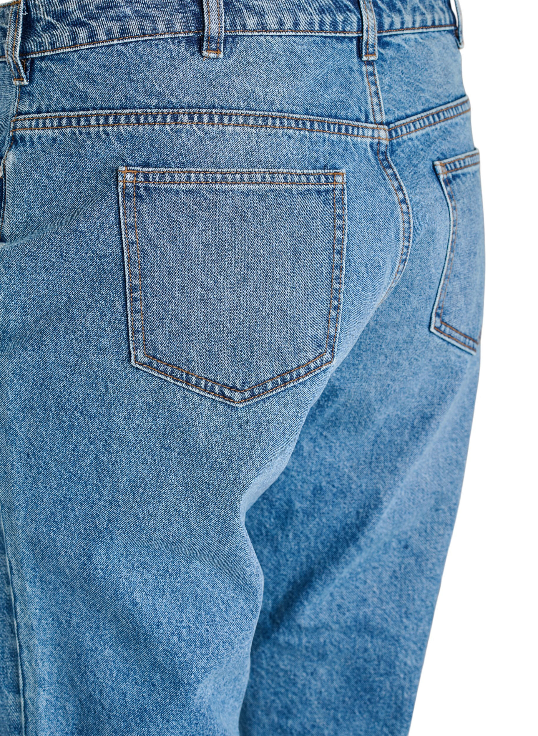 ZizziMille mom fit jeans med h&oslash;j talje, Bl&aring;, Packshot image number 3
