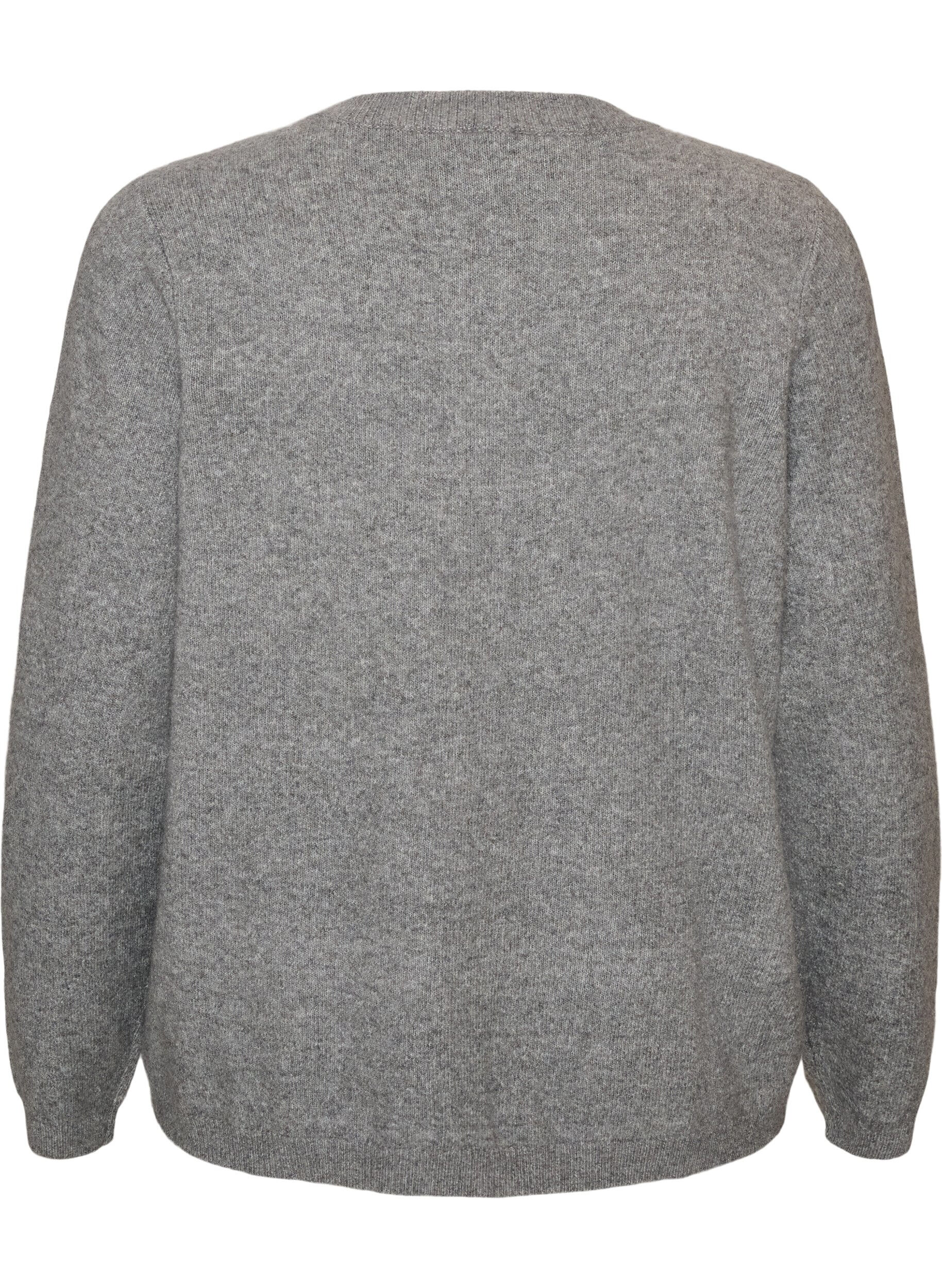 ZizziCardigan med knapper og afrundet front, Gr&aring;, Packshot image number 1