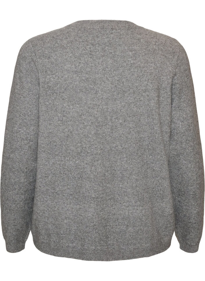 Cardigan med knapper og afrundet front, Gr&aring;, Packshot image number 1