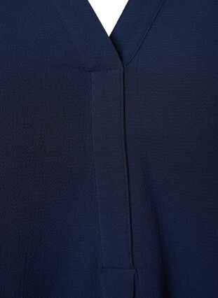 Ensfarvet bluse med v-hals, Navy Blazer, Packshot image number 2