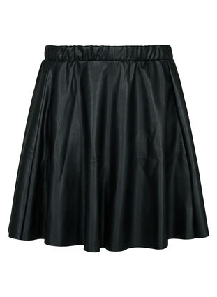 Løs nederdel i imiteret læder, Black, Packshot image number 0