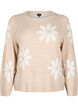 Strikbluse med blomster, Simply Taupe Comb, Packshot image number 0