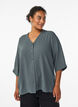 Skjortebluse med V-udsk&aelig;ring og 3/4-&aelig;rmer, Gr&oslash;n, Model image number 0