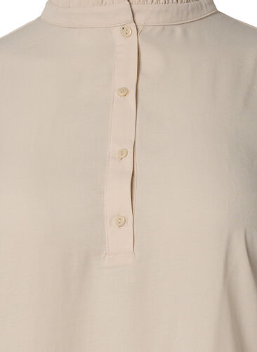 Langærmet tunika med flæsekrave, Warm Off-white, Packshot image number 2