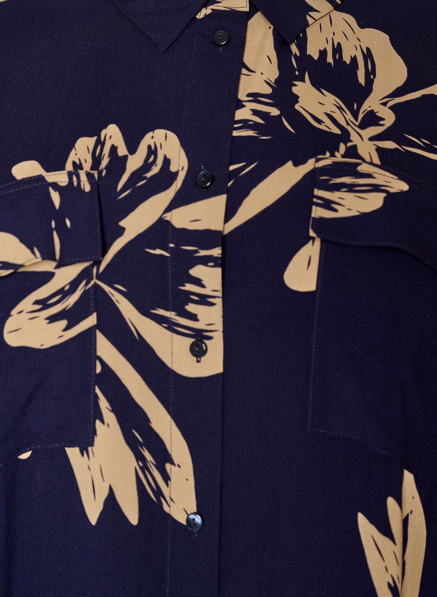 Zizzi Lang skjortekjole med korte &aelig;rmer, Bl&aring;, Packshot image number 2