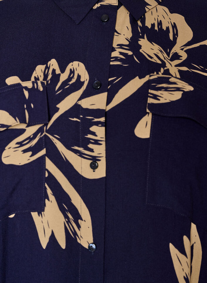 Lang skjortekjole med korte &aelig;rmer, Bl&aring;, Packshot image number 2