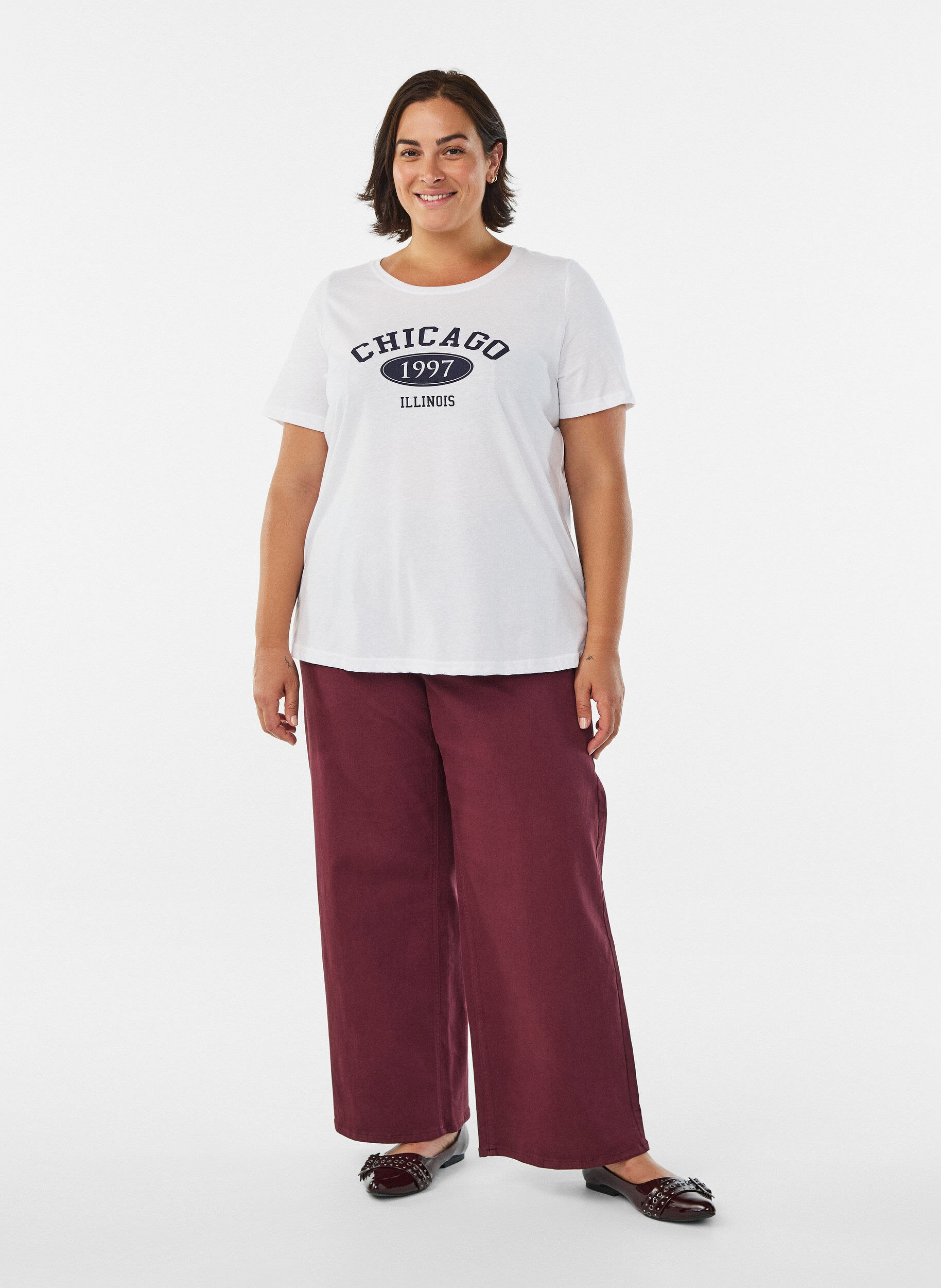 Zizzi FLASH - T-shirt med motiv, Hvid, Model image number 1