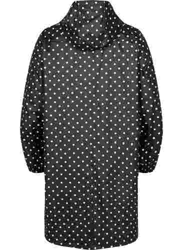 Prikket regnjakke med hætte, Black W/White Dot, Packshot image number 1