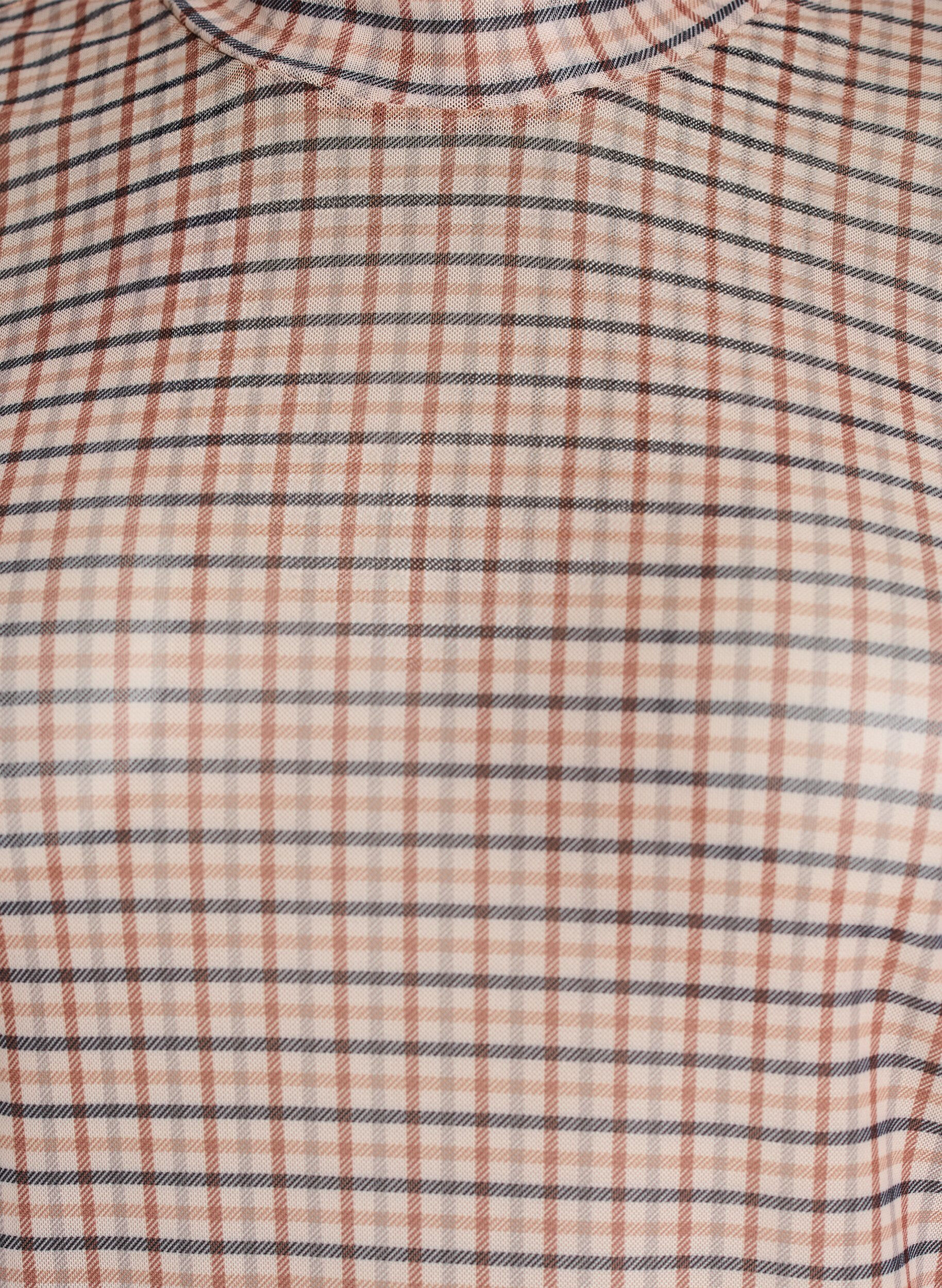 ZizziMesh bluse med ternet m&oslash;nster, Beige, Packshot image number 2