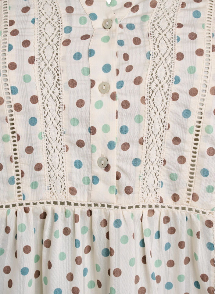 Kort viskosekjole med blondebånd og a-snit, Hvid, Packshot image number 2