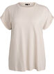 T-shirt i viskose med glimmerstriber, Vanilla, Packshot image number 0