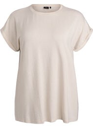 T-shirt i viskose med glimmerstriber, Vanilla