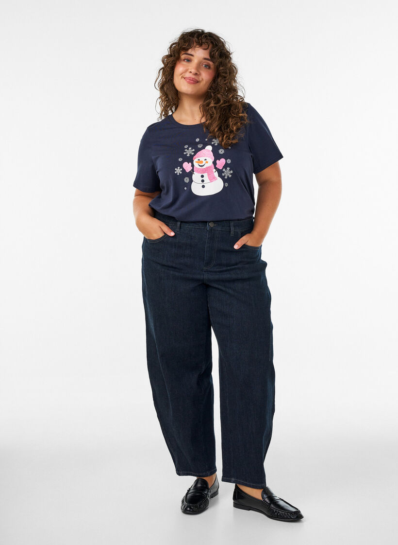 Jule t-shirt i &oslash;kologisk bomuld, Bl&aring;, Model image number 1