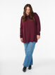 Strikbluse i bomulds-viskosemix, M&oslash;rk Bordeaux, Model image number 1